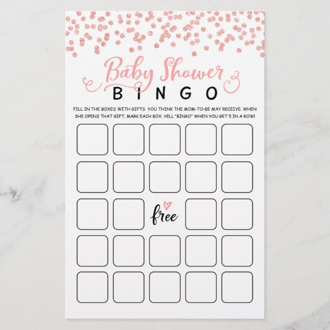 Papier Baby shower Bingo Baby shower partie (Devant)