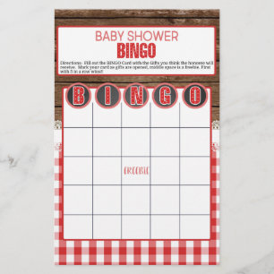 Papier Baby shower BINGO - Bébé rouge Q