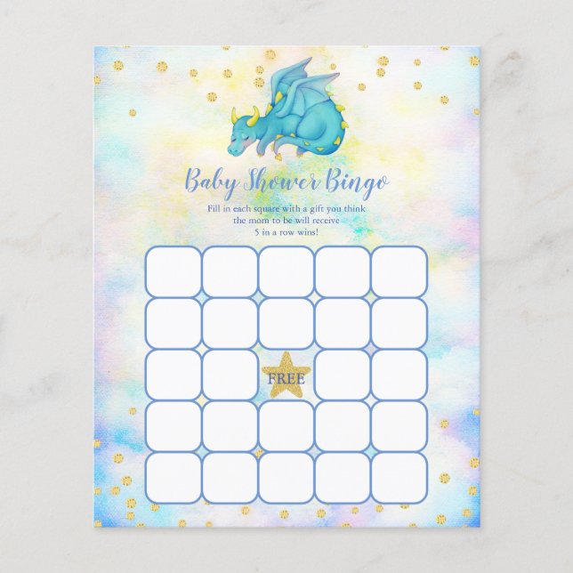 Papier Baby shower Bingo Blue Dragon (Devant)