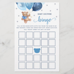 Papier Baby shower Bingo Jeu Teddy Bear