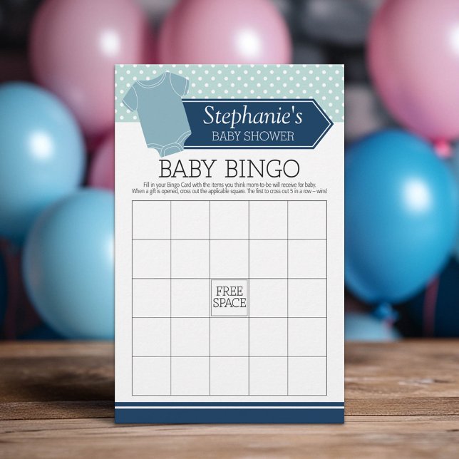 Papier Baby shower Bingo - Joy Boy Pois Jeu (Custom Baby Shower Games)