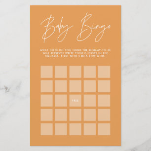 Papier Baby shower bingo moderne design orange