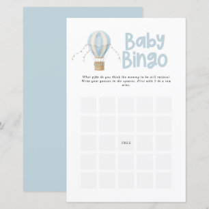 Papier Baby shower bingo moderne élégante montgolfière