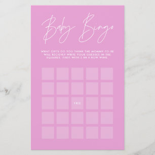 Papier Baby shower bingo moderne girly brillant cerise ro