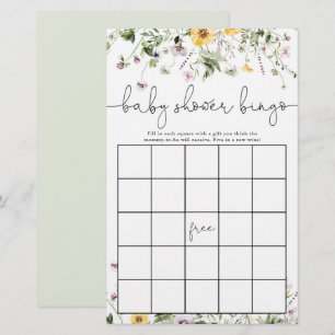 Papier Baby shower bingo romantique fleur sauvage floral