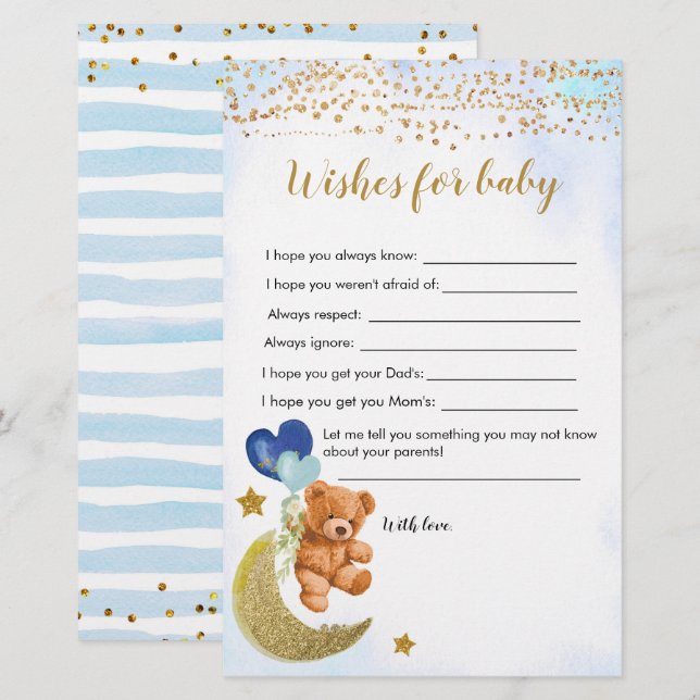 Papier Baby shower Bleu Bearly Wings Pour Bébé (Devant / Derrière)