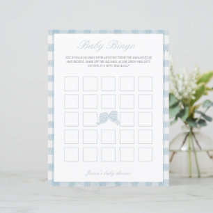 Papier Baby shower bleu bingo