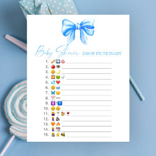 Papier baby shower bleu émoticônes jeu pictural