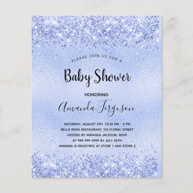 Papier Baby shower bleu garçon invitation (Devant)