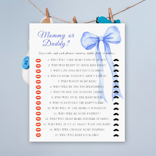 Papier Baby shower bleu maman ou papa jeu