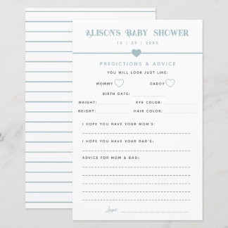 Papier Baby shower bleu moderne Conseils et prédictions