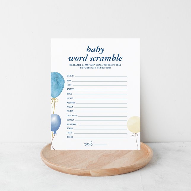Papier Baby shower Blue Jean | Jeu de rugissement de mot (Créateur téléchargé)