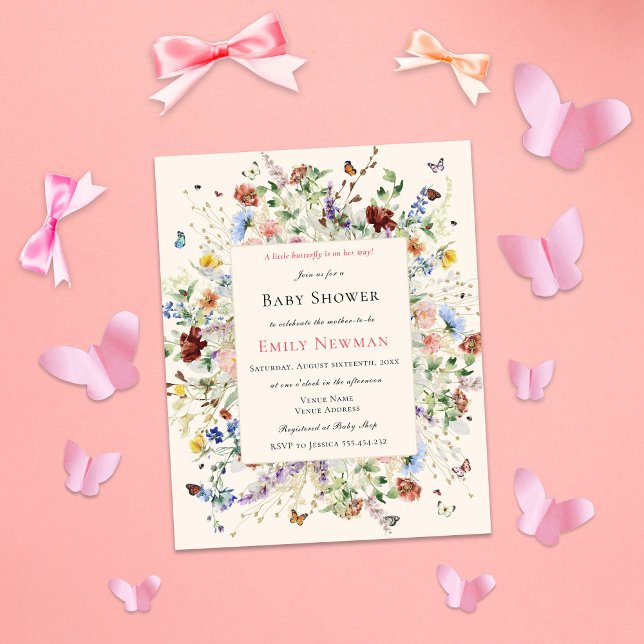 Papier Baby shower Boho Butterflies & Floral Budget (Créateur téléchargé)