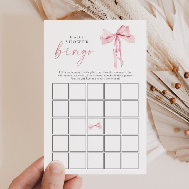 Papier Baby shower Bow rose Bingo Blush Ribbon Girl Jeu (Créateur téléchargé)