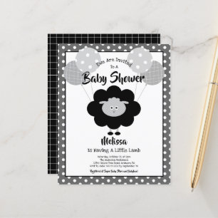 Papier Baby shower Budget Amusant Black White Lamb Invita