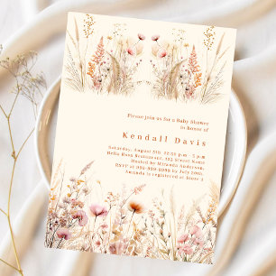 Papier Baby shower budget beige crème fleur sauvage rose