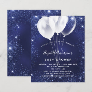 Papier Baby shower budget bleu marine invitation ballon b