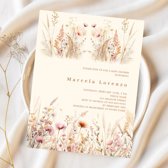 Papier Baby shower budget de pêche à la crème fleur sauva (Créateur téléchargé)