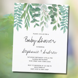 Papier Baby shower Budget Eucalyptus Green Invitation