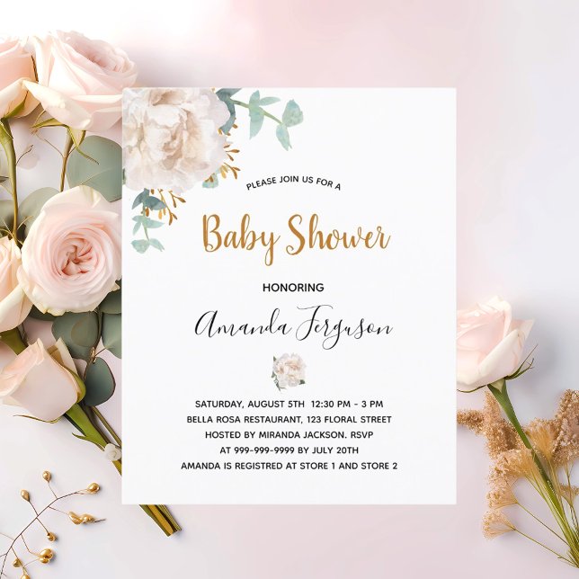 Papier Baby shower budget fleuri eucalyptus verdure (Créateur téléchargé)