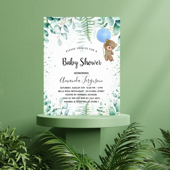 Papier Baby shower budget jeune garçon eucalyptus invitat (Créateur téléchargé)