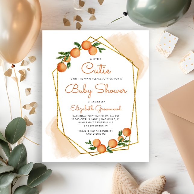 Papier Baby shower Budget Orange Little Cutie Citrus (Créateur téléchargé)