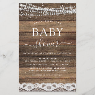 Papier Baby shower Budget Rustique Farmhouse Lace