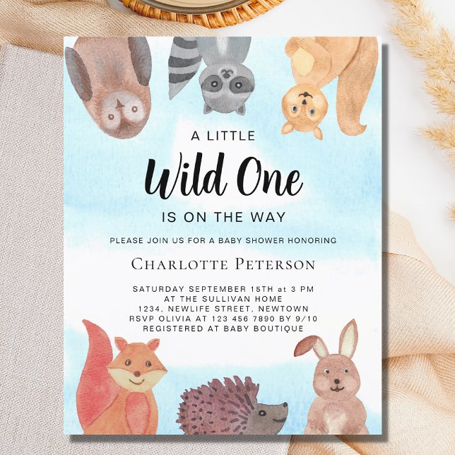 Papier Baby shower Budget Wild One Animals Invitation (Créateur téléchargé)
