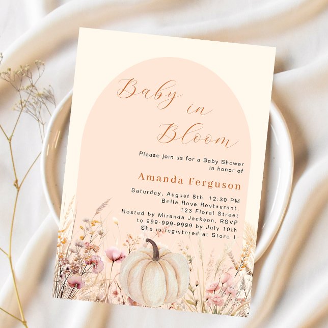 Papier Baby shower budgétaire citrouille fleur sauvage ar (Créateur téléchargé)