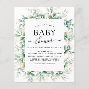 Papier Baby shower budgétaire Eucalyptus Botanique Géomét