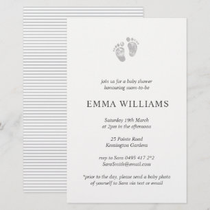 Papier Baby shower budgétaire Invitation Gris Empreinte