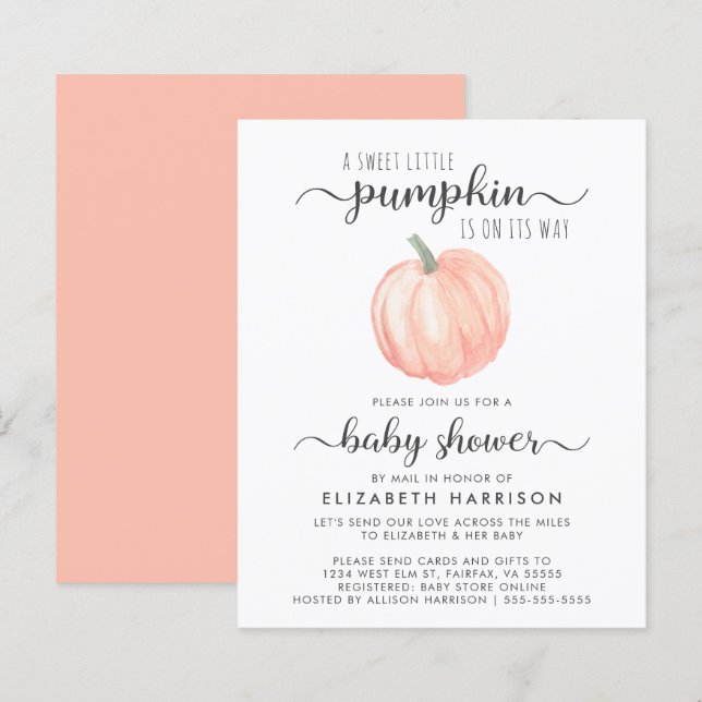 Papier Baby shower budgétaire par Citrouille Orange par c (Devant / Derrière)