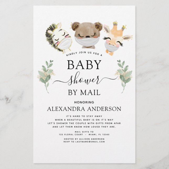 Papier Baby shower Budgétaire Par Mail Woodland Invitatio (Devant)