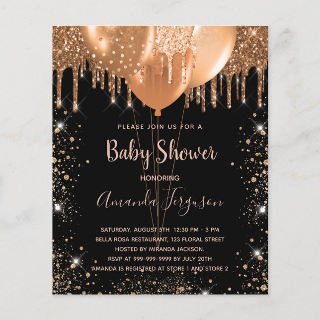 Papier Baby shower budgétaire parties scintillant en or n (Devant)