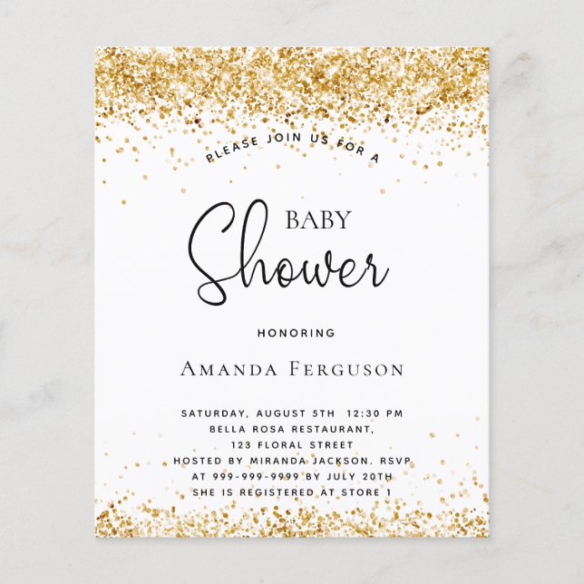 Papier Baby shower budgétaire parties scintillant or blan (Devant)
