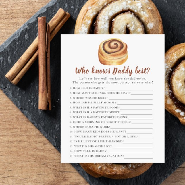 Papier Baby shower Bun - Jeu Qui connaît mieux papa (Créateur téléchargé)