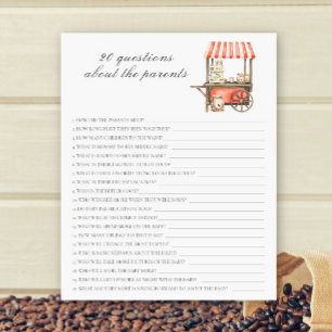 Papier Baby shower café - 20 questions sur les parents