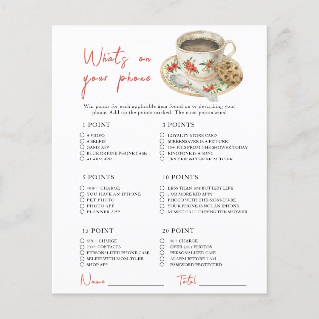 Papier Baby shower café - Ce qui se passe sur votre jeu d (Devant)