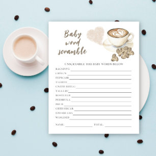 Papier Baby-shower café - Mots mêlés pour bébé