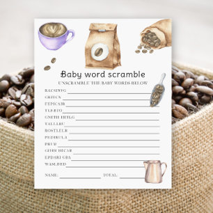 Papier Baby shower café - Mots mêlés pour bébé