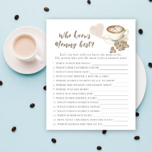 Papier Baby shower café - Qui connaît maman mieux