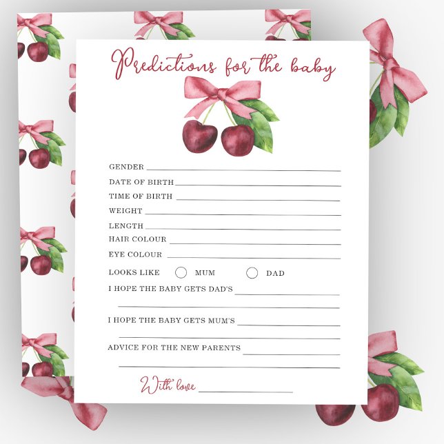 Papier Baby shower cerise - prédictions et conseils bébé (Créateur téléchargé)