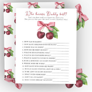 Papier Baby shower Cerise - Qui connaît le mieux papa jeu