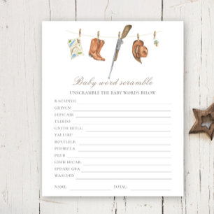 Papier Baby shower chasseur - Mots mêlés de bébé