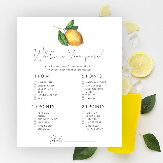 Papier Baby shower citron Whats dans votre sac à main (Créateur téléchargé)