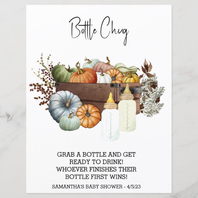 Papier Baby shower Citrouille Automne Bouteille Boire hor (Devant)