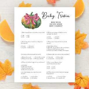 Papier baby shower citrouille Baby Trivia jeu