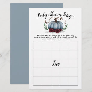 Papier Baby shower Citrouille bleu Jeu de Bingo