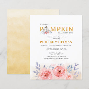 Papier Baby shower Citrouille Budget Aquarelle Roses rose