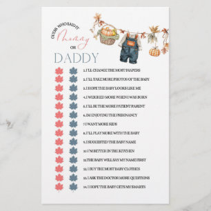 Papier Baby shower Citrouille moderne maman ou papa jeu